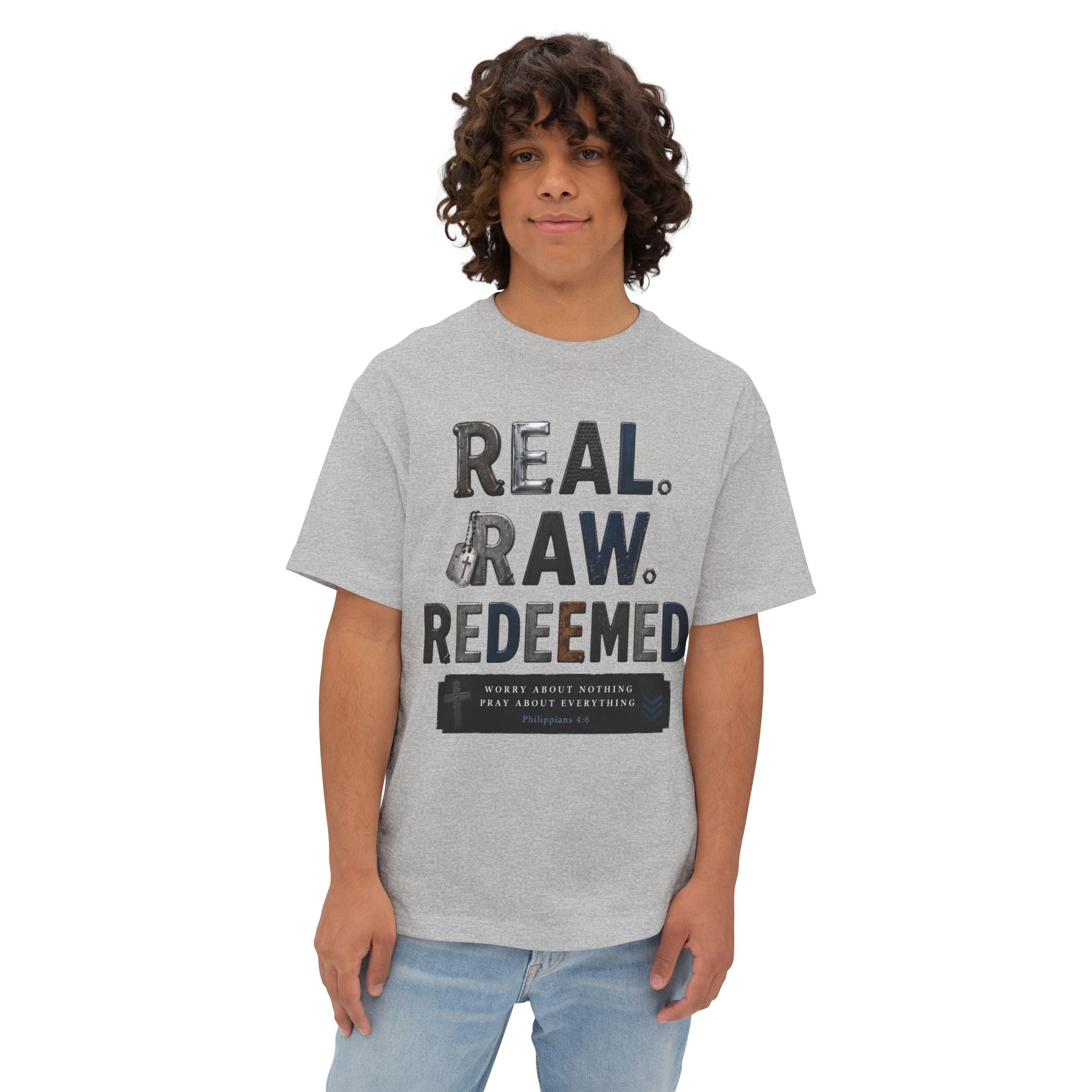 Real. Raw. Redeemed. T-Shirt — Christian Faith Graphic Tee