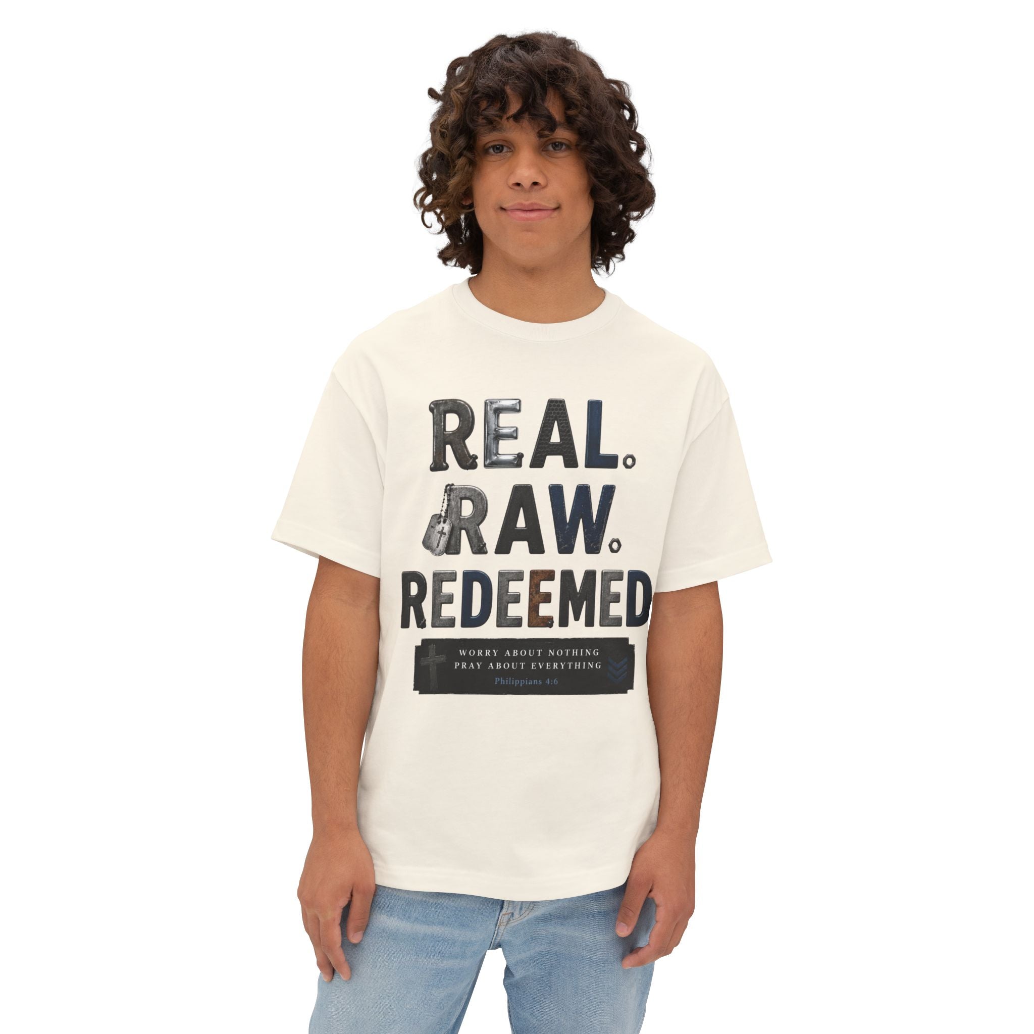 Real. Raw. Redeemed. T-Shirt — Christian Faith Graphic Tee