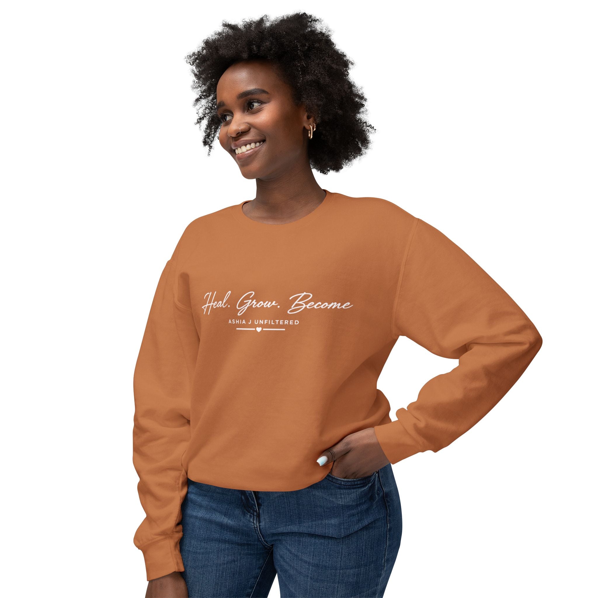 Heal. Grow. Become. Crewneck Sweatshirt — Inspirational Self-Care Pullover